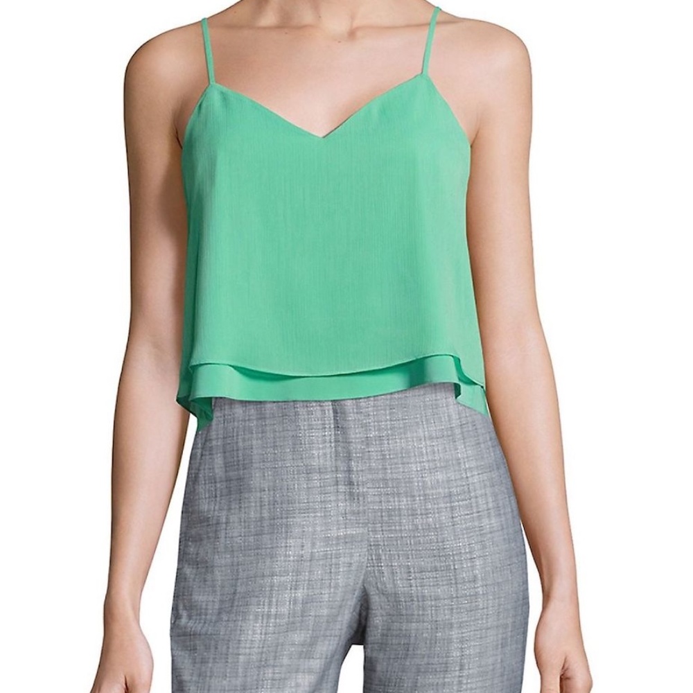 Alice + Olivia Double Layer Crop Teal Cami Top